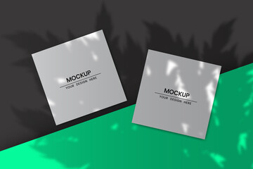 Blank square paper cards with shadow overlay effect