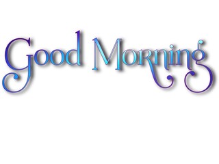 Good Morning phase Handwriting dark and light blue colour with white background.