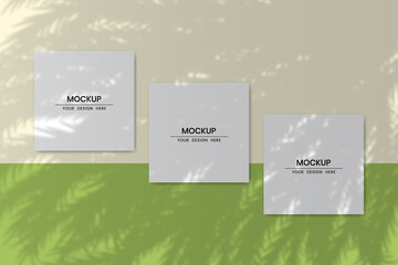 Blank square paper cards with shadow overlay effect