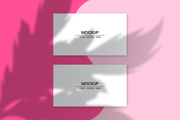 Blank horizontal paper cards mockup with shadow overlay effect