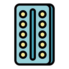 Tonsillitis pill pack icon. Outline tonsillitis pill pack vector icon color flat isolated