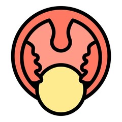Tonsillitis mouth icon. Outline tonsillitis mouth vector icon color flat isolated