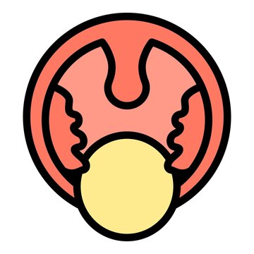 Tonsillitis mouth icon. Outline tonsillitis mouth vector icon color flat isolated