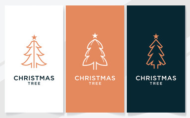 Abstract Christmas tree logo design, vector illustration set
