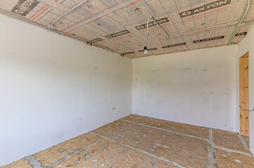 Russia, Moscow- May 03, 2020: interior rough repair for self-finishing. interior decoration, bare...