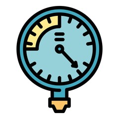 Manometer fuel icon. Outline manometer fuel vector icon color flat isolated