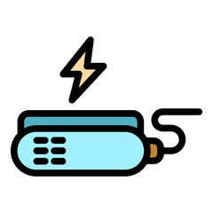 Portable charger icon. Outline portable charger vector icon color flat isolated