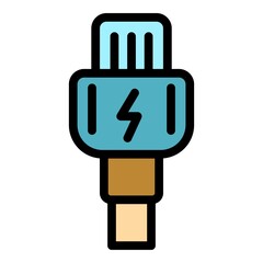Obraz premium Charger cable icon. Outline charger cable vector icon color flat isolated