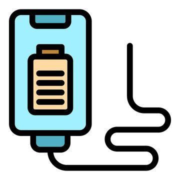 recommend clip art: Charger adapter cable icon. Outline charger adapter cable vector icon color flat isolated