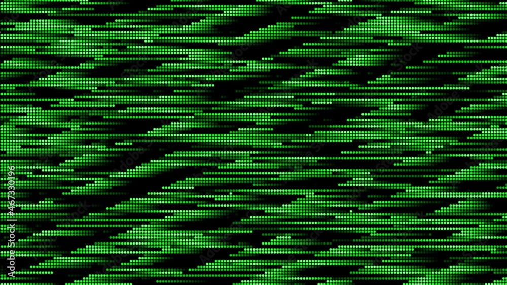 Poster abstract graphic background in green design - random lines of blurred dots with changing colors - 3d