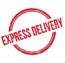 EXPRESS DELIVERY text written on red grungy round stamp.