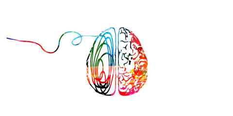 Puzzled mind. Mental exercise and development. Cognitive challenge. Memory problem. Train your brain concept. Intelligence test. Therapy concept. Human colorful brain isolated vector illustration