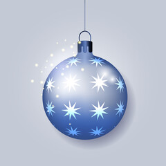 blue christmas ball on a blue background, christmas background, merry christmas, happy new year, 2022, congratulations on the winter holiday, holiday