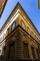 Corner of a traditional Italian house in Lucca, Italy