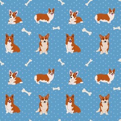 seamless pattern with corgi 