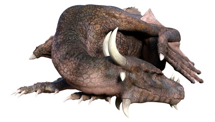 3D Rendering Fairy Tale Dragon on White