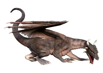 3D Rendering Fairy Tale Dragon on White