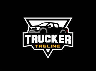 Truck logo vector for construction company. Vehicle equipment template vector illustration for your brand.