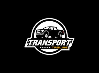 Obraz premium Truck logo vector for construction company. Vehicle equipment template vector illustration for your brand.