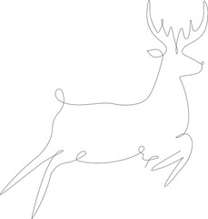 One line design silhouette of a deer. Hand drawn style minimalism. Vector