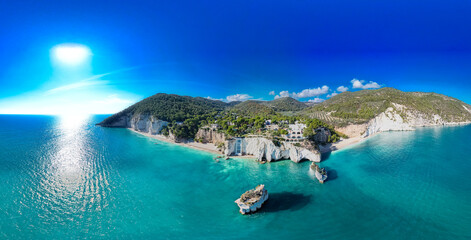 Fototapeta na wymiar Aerial view of baia delle zagare beach, gargano, puglia