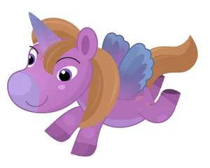 Ingelijste posters Eenhoorn cartoon scene happy horse unicorn pony illustration  © honeyflavour