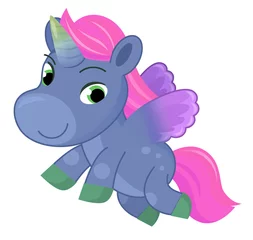 Ingelijste posters Eenhoorn cartoon scene happy horse unicorn pony illustration  © honeyflavour