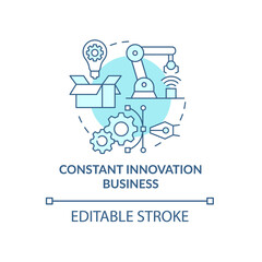 Constant innovation business blue concept icon. Technological development of startup. Improving company abstract idea thin line illustration. Vector isolated outline color drawing. Editable stroke
