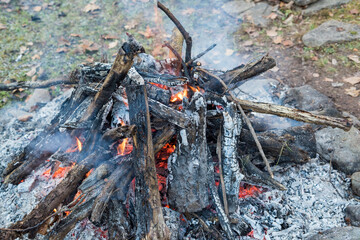 close up of a campfire