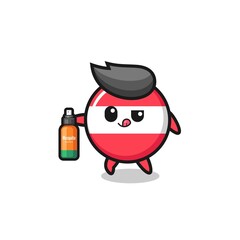 cute austria flag holding mosquito repellent