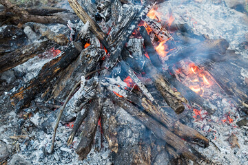 fire in a fireplace