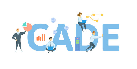 CADE, Customer Account Data Engine. Concept with keyword, people and icons. Flat vector illustration. Isolated on white.