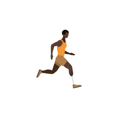 Fototapeta na wymiar African American man running with prosthetic leg. Vector illustration on white background 