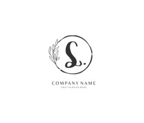 L logo, Initial lettering handwriting or handwritten for identity. Logo with signature and hand drawn style.