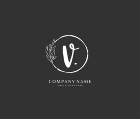 V logo, Initial lettering handwriting or handwritten for identity. Logo with signature and hand drawn style.