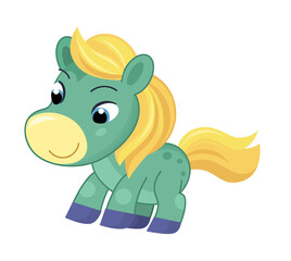 cartoon scene happy horse pony illustration