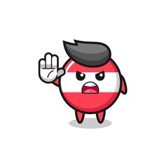 austria flag character doing stop gesture