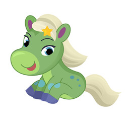 cartoon scene happy horse pony illustration