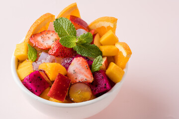 Fruit salad is a dish consisting of various kinds of fruit. fruit salad can be served as an appetizer, a side salad, or a dessert. 