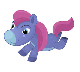 cartoon scene happy horse pony illustration
