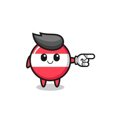 austria flag mascot with pointing right gesture
