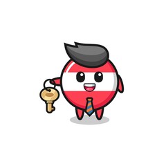 cute austria flag as a real estate agent mascot