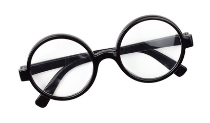 Black plastik glasses on white background