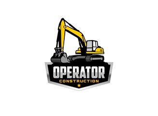 Excavator logo vector for construction company. Vehicle equipment template vector illustration for your brand.