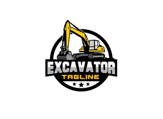 Excavator logo vector for construction company. Vehicle equipment template vector illustration for your brand.