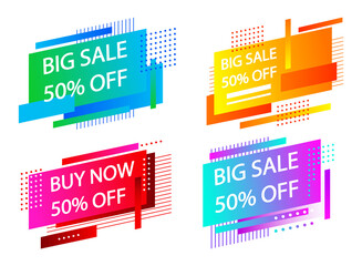 Set of designs for advertising web banners vector isolated. Colorful background template. Blue, green, red and yellow creative backdrops.