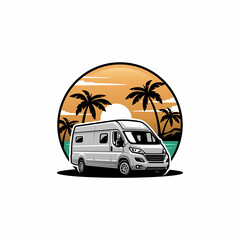 RV - camper van - caravan - motor home isolated vector © winana