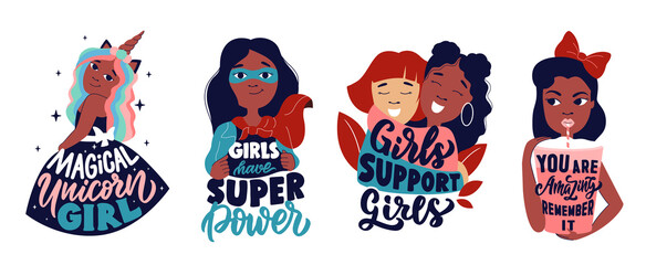 The set of African women is a magic unicorn, super power, supporting girls, amazing