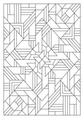 Portrait coloring pages for adults. Abstract illustration. Geometric composition. Black and white patterns. EPS8 file. Coloring-#345