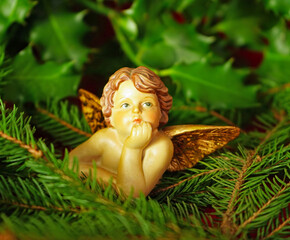 Weihnachten: Fichte, Distel, Tannenzapfen dienen als Weihnachtsschmuck. Engel geben sich die Ehre 